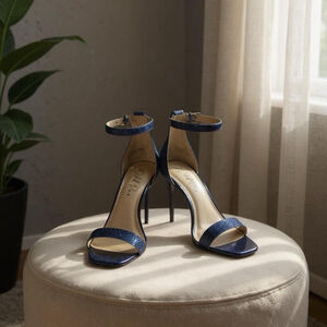 NEW Wild Pair Women Sandals Heels Pumps Stiletto NAVY BLUE GLITTER - 9.5 WIDE